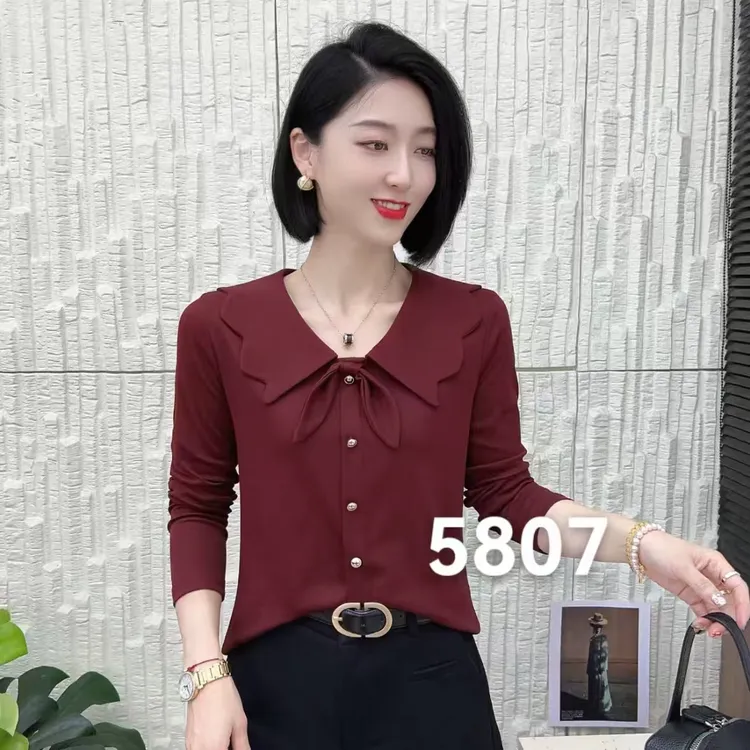 【韩紫朵 】2025新品法式洋气方领长袖上衣85088