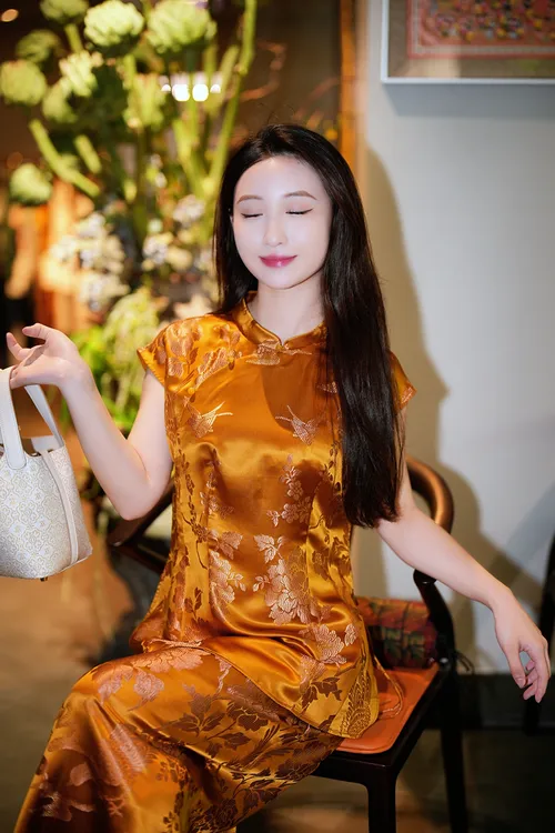 蓝大【戗金】新中式国风桑蚕丝上衣7977