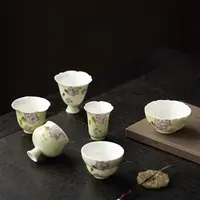 手绘绣球花茶杯陶瓷闻香杯主人杯家用女士精致小杯送闺蜜
