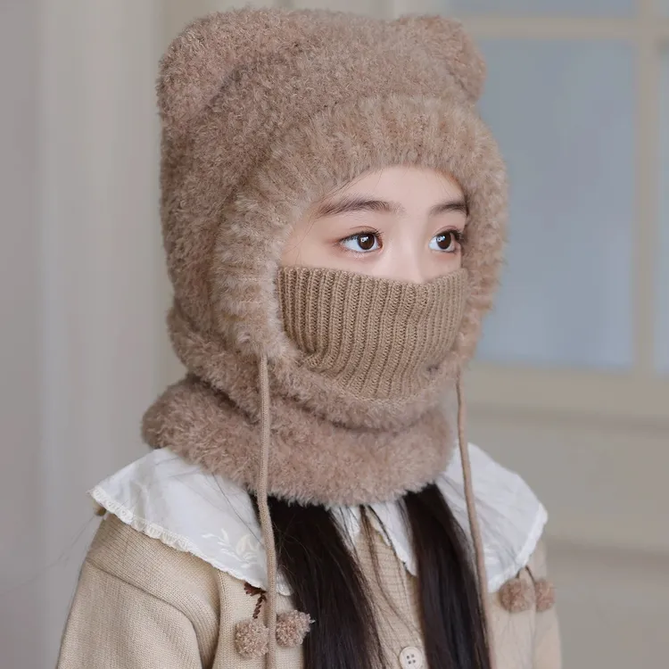 针织帽帽圆顶女帽子冬季运动风风格骑车雷锋帽