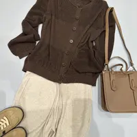 深圳南油白桃美美 简约镂空圆领长袖针织衫早秋新款时尚百搭A2961