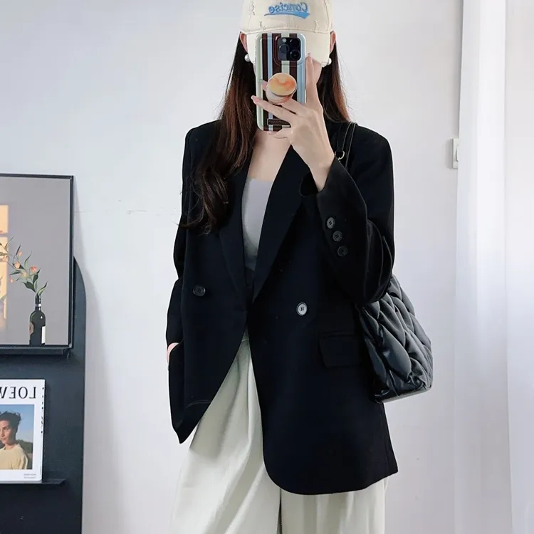 高级感西装外套女2025年秋季新款休闲宽松气质轻奢黑色西服外套女