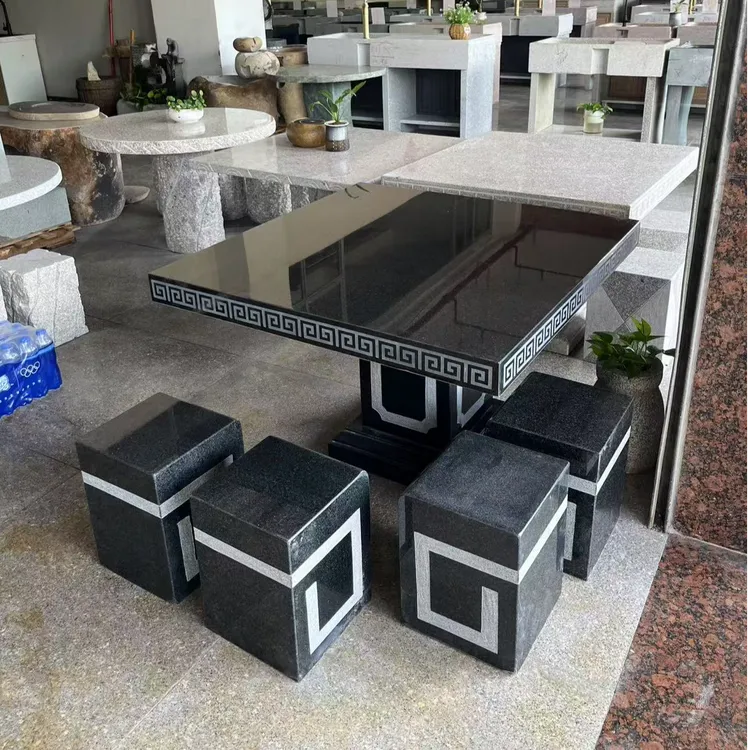 天然石头雕刻石桌石凳庭院花园户外摆放精品茶台茶几