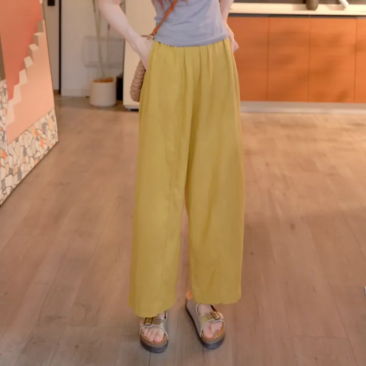 2025夏季新品时尚八分裤薄款运动阔腿裤垂感遮肉休闲裤LK2505282