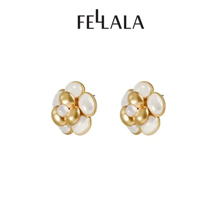 Fellala/翡拉拉「白山茶」系列轻奢小众高级感耳环