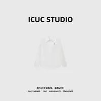 ICUC STUDIO-【100%全澳棉白衬衣】极简松弛感POLO领长袖衬衫233