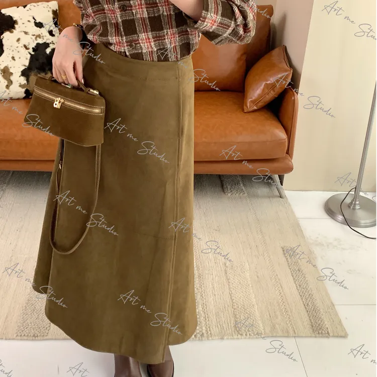 【ART ME】复古肌理感气质棕调优雅氛围感两色半裙w2054j1