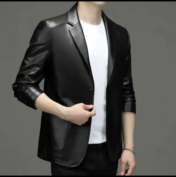 【官方优选】男士高档商务休闲春秋薄款厚款修身真皮羊皮休闲西服