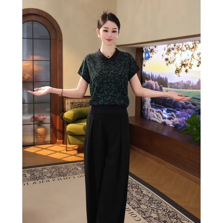 2025夏新款【TN-16】气质莱赛尔天丝提花短袖透气凉快冰感针织小衫