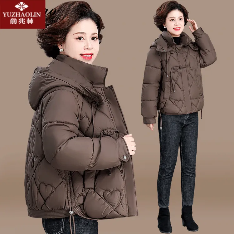 妈妈冬装羽绒棉服2024新款中老年女装秋冬短款棉袄新中式棉衣外套