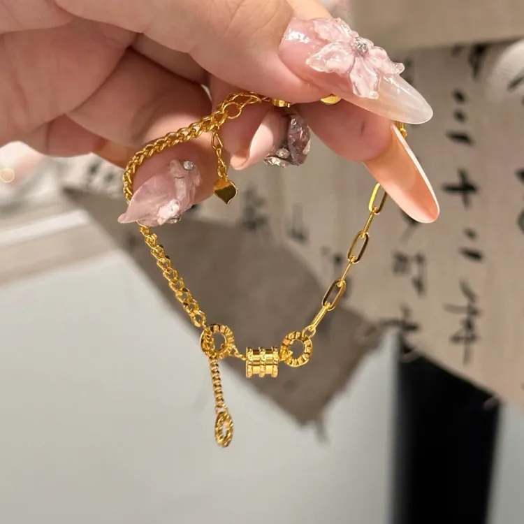 铜合金手链 新中式小蛮腰手链新款轻奢小众精致设计感百搭首饰