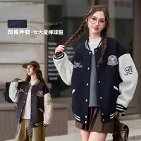 女童外套2025新款秋冬季夹棉女大童洋气上衣初中生棒球服棉服