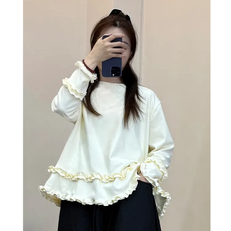 新款时尚洋气百搭女装打底衫内搭可外穿精致宽松长袖日系T恤S2362