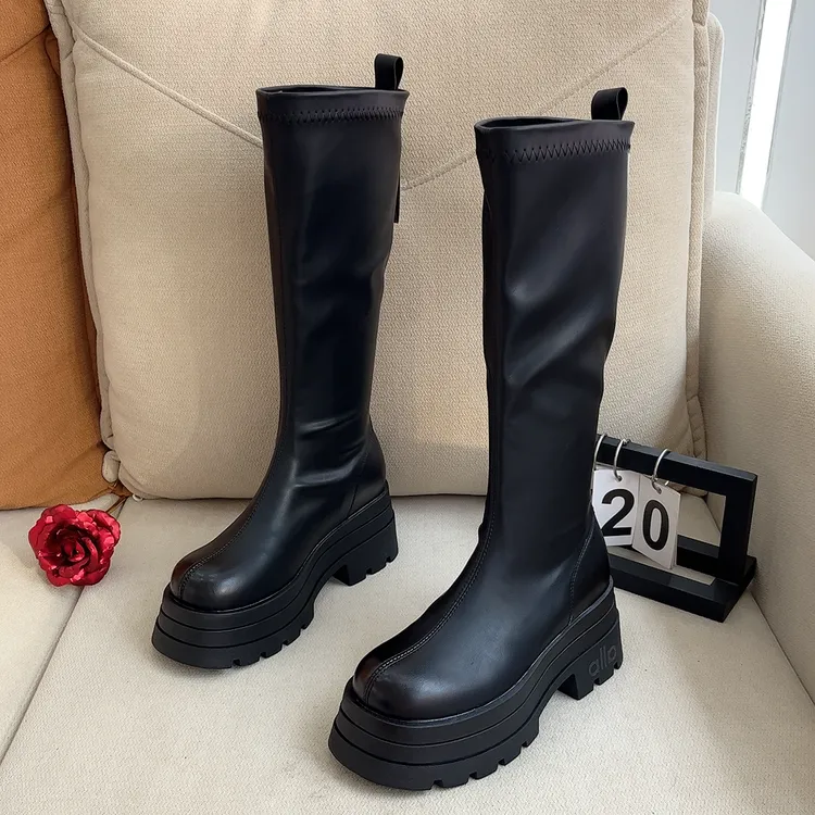 时装靴小个子小腿粗靴子时尚长筒秋季中筒长靴骑士鞋子女款秋冬