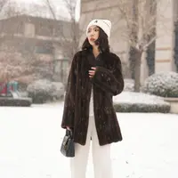 「小寒」全抽刀美国AME宝嘉美紫金短二皇冠天鹅绒水貂外套新品