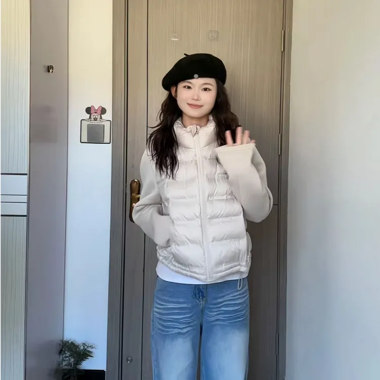 常规冬季排骨棉服棉衣女款爆款2025新款上衣拼接短款连帽耐脏冬装