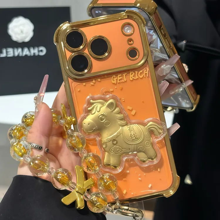 马上有钱滴胶金箔公仔适用于苹果华为VIVO荣耀OPPO小米手机壳男女