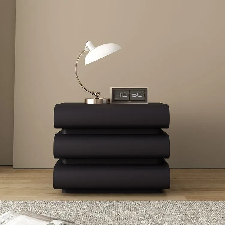 现代简约奶油风月半床头柜2025法式皮质极简智能白色床边柜收纳柜