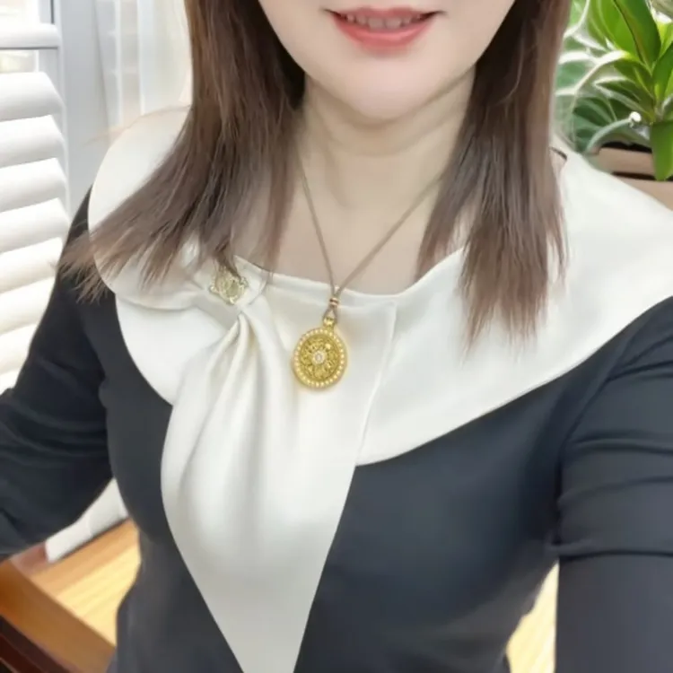 秋季新款中袖显瘦气质法式收腰优雅上衣特色领子洋气