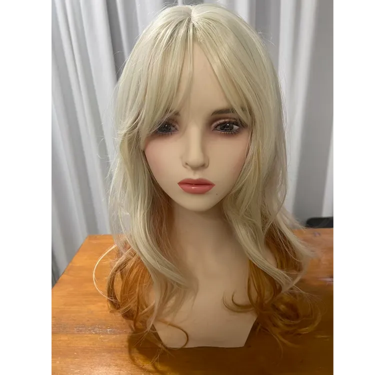 【香橙芝士卷】空气刘海大波浪长卷发白金挑染黄水母假发