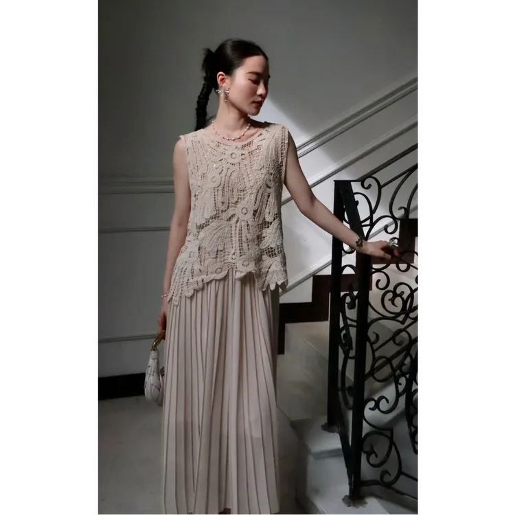 HELA AOMI“高端局”艺术感绣花编织不规则镂空连衣裙CY5BB72660
