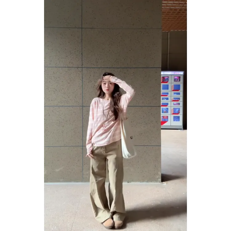 MARIE.COCO巨舒适一整套慵懒风早秋穿搭松弛感条纹长袖上衣休闲裤