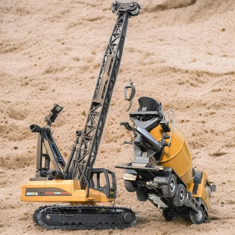 儿童挖掘机合金工程车吊车模型1:50玩具车3-6岁男孩礼物奖品模型