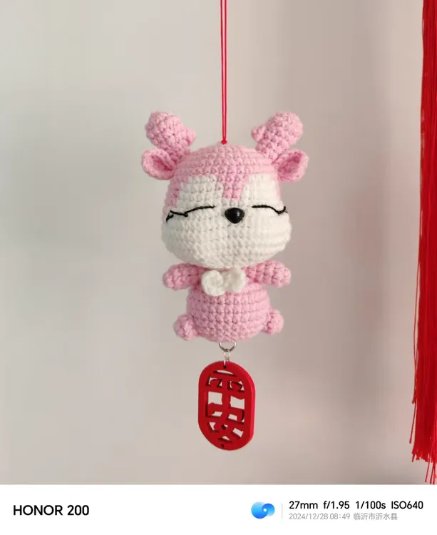 【成品】一路平安手工毛线钩织小鹿麋鹿车挂寓意一路平安创意礼物