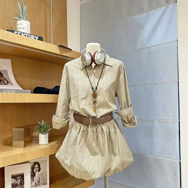 【假日条纹】高定设计感御姐风衬衣裙-00360