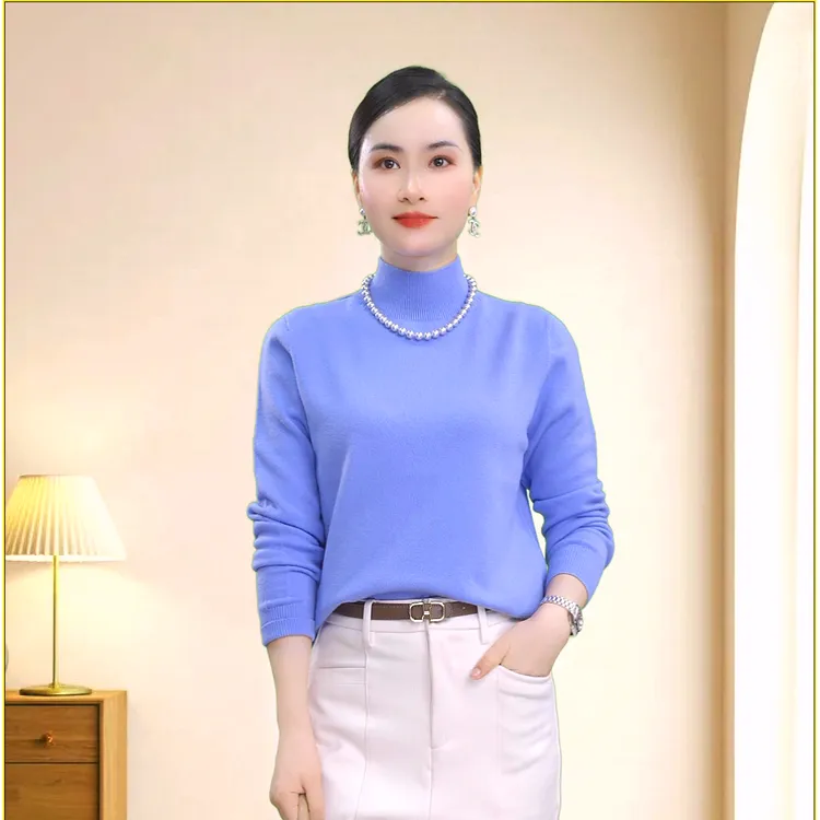 2025冬季新品一线成衣中高领纯色套头毛衣