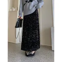 裂渡宣宣【闪耀出场】重工亮片双版本直筒裙女冬百搭半身裙ZY508A78