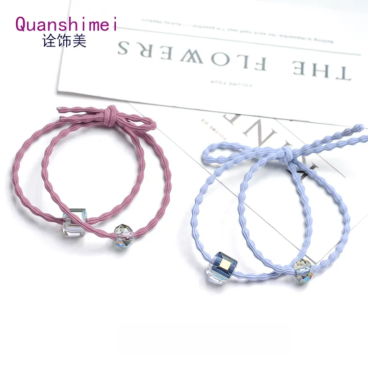 简约情侣小皮筋女头饰发绳发圈百搭大小水晶甜美可爱豆豆扎发发绳