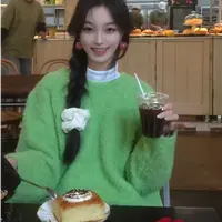 棉花糖~实物巨美！韩代圈圈慵懒毛衣