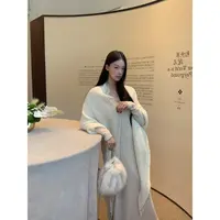 【白色恋人披肩】冬季针织保暖韩版纯色宽松披肩B895