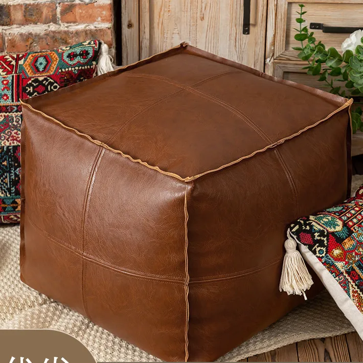 榻榻米地上收纳坐垫客厅家用坐墩pu皮蒲团坐垫飘窗坐垫轻奢皮墩