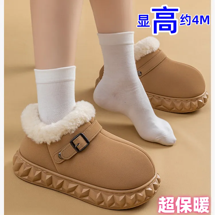 2025冬季保暖加绒加厚大棉鞋女士勃肯大棉鞋雪地靴防滑防水一脚蹬