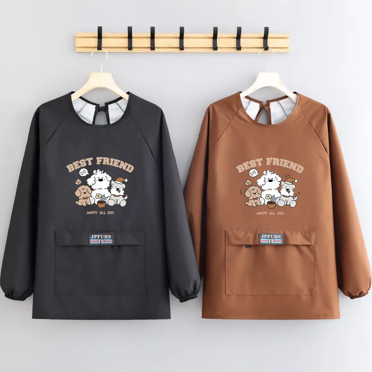 新款定制围腰时尚泼水围裙防水家用餐饮厨房做饭工作服耐磨罩衣