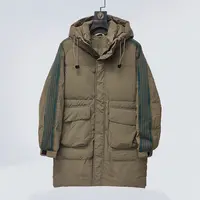YKNZ 冬季新款简约长款男连帽潮流侧边条纹休闲羽绒服外套25103