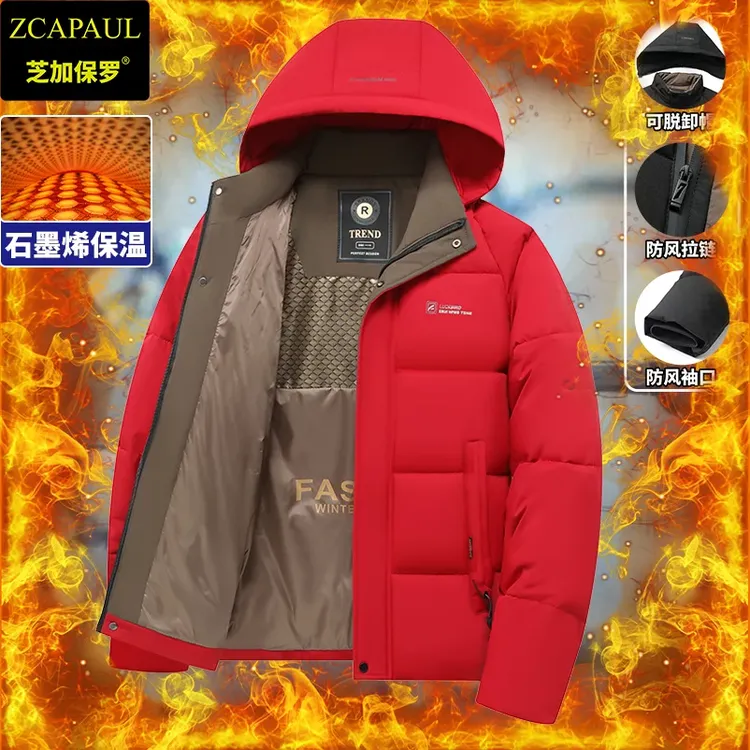 芝加保罗【黑金石墨烯】冬季加厚棉服棉衣外套可脱卸帽面包服2858
