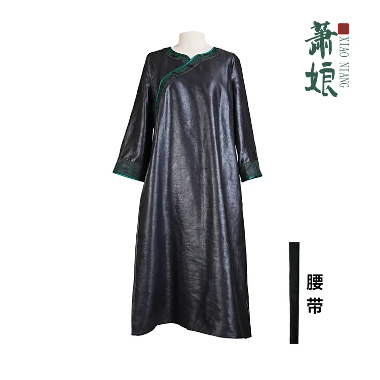萧娘【芙蓉】素平缎龟香云纱宽松连衣裙桑蚕丝女裙宽松新中式1823
