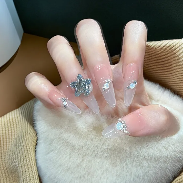 本宫指义【E61/施华】穿戴甲 底色：粉08反渐变