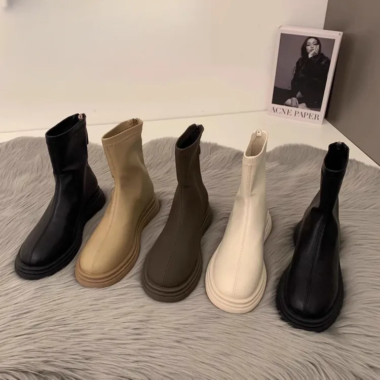 马丁靴女2025年新款秋季加绒厚底瘦瘦靴英伦风短靴