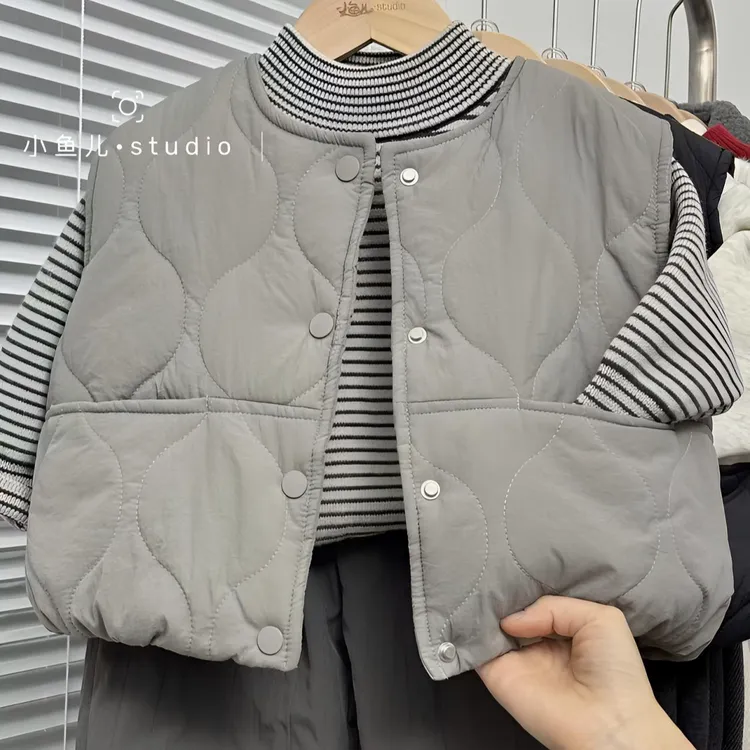儿童夹棉加厚背心马甲2025新款秋冬韩系宽松百搭加棉保暖童装男童