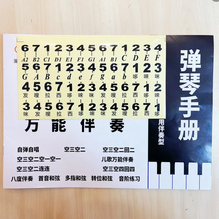 钢琴电子琴88键彩色琴键贴卡片