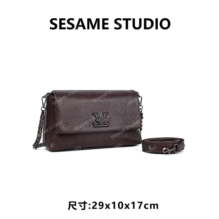 【芝麻集】【中式老V】QYX-98133-巧克力时尚百搭腋下女包