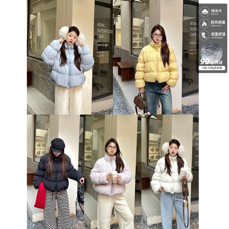 裂渡宣宣【融雪之时】微胖大码女冬百搭抽褶立领短款羽绒服ZY510A01