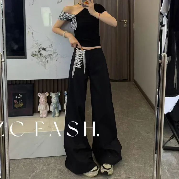 ZC-【夏季新款】设计感速干冰丝垂感阔腿裤-k107