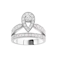 99新 Chaumet/尚美 Joséphine 系列 白鹭冠冕白金水滴满钻戒指