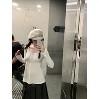 甜妹少女蕾丝拼接长袖T恤女秋季新款显瘦内搭上衣C 9566#