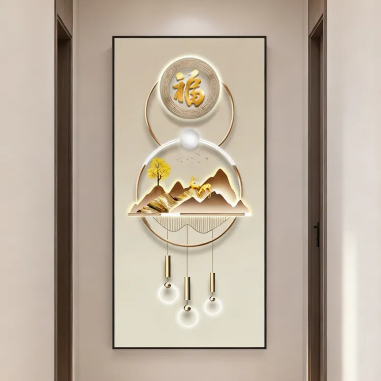 高端家居入户玄关装饰画高档风景山水壁画客厅走廊过道挂画